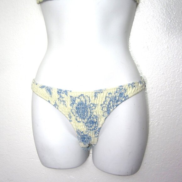 Triangl NEW Size S Inesa Bikini Indigo Cream Top Bottom Yellow Blue Floral - Picture 4 of 13